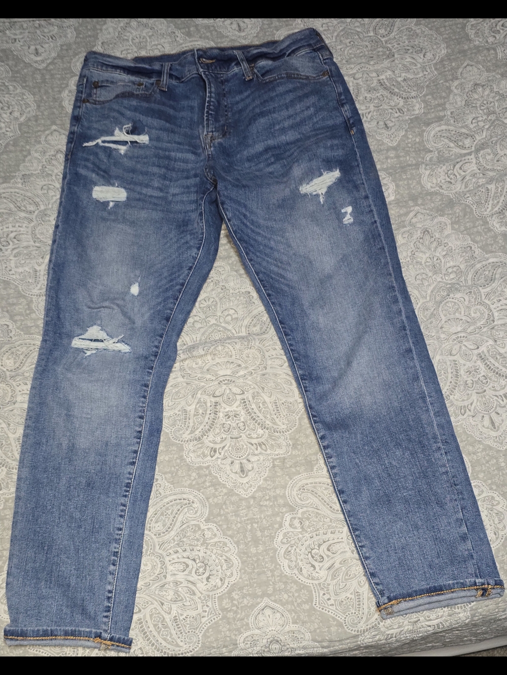 Aeropostale Men's Distressed Dark Blue Skinny Jeans 32x30